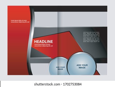 Vector empty bi-fold brochure print template design
