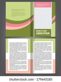 Vector empty bi-fold brochure print template design