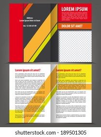 Vector empty bi-fold brochure print template design