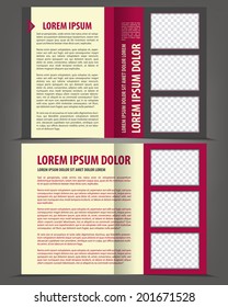 Vector empty bi-fold brochure print template flat design