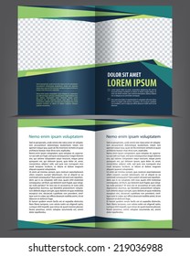 Vector empty bifold brochure print template design with dark and bright elements