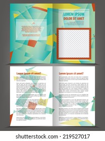 Vector empty bifold brochure print template design with dark and bright elements