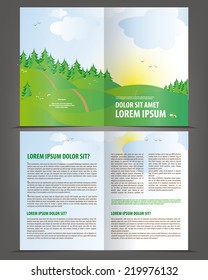 Vector empty bifold brochure print template cartoon bright design