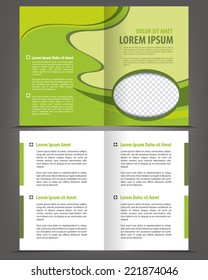 Vector Empty Bi-fold Brochure Print Template Green Eco Design