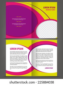 Vector empty bi-fold brochure print template bright design