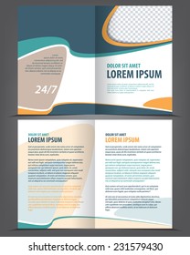 Vector empty bi-fold brochure print template design