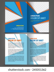 Vector empty bifold brochure print template blue design
