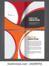 Vector empty bi-fold brochure print template design with red and black elements