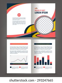 Vector empty bi-fold brochure print template design, booklet layout