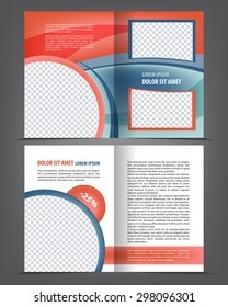 Vector empty bi-fold brochure print template design, newsletter booklet layout