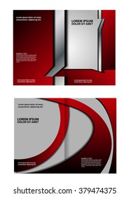 Vector empty bifold brochure print template design with red elements 