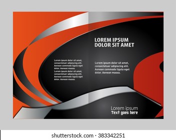 Vector empty bi-fold brochure print template design, bifold bright orange & yellow booklet or flyer
