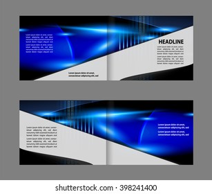 Vector empty bi-fold brochure print template design, newsletter booklet layout
