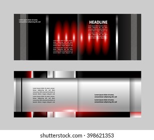 Vector empty bi-fold brochure print template design with blue elements
