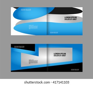 Vector empty bi-fold brochure print template blue design
