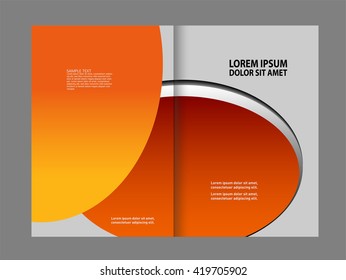 Vector empty bi-fold brochure print template blue design
