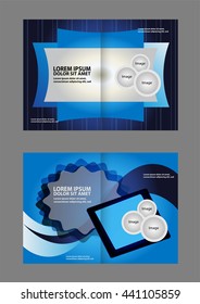 Vector empty bi-fold brochure print template design, newsletter booklet layout
