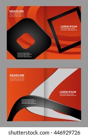 Vector empty bi-fold brochure print template blue design, booklet layout
