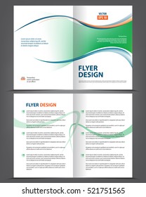 Vector empty bi-fold brochure print template design, newsletter booklet layout