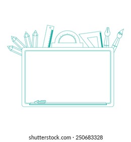 vector empty blackboard, stationery, tools