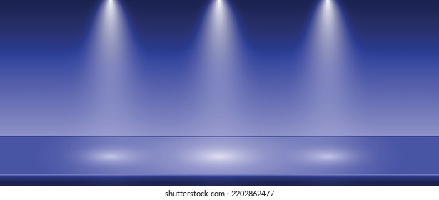 Vector empty blue color studio room background ,product display with copy space