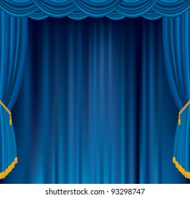 vector empty blue velvet stage