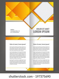 Vector empty brochure print template design with orange and yellow elements