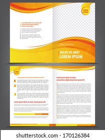 Vector empty brochure template design with orange and yellow elements