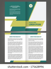 Vector empty brochure template design with green elements