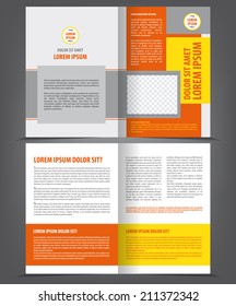 Vector empty brochure template design with orange and yellow elements