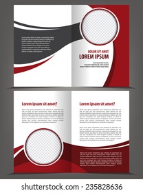 Vector empty brochure template design with red elements