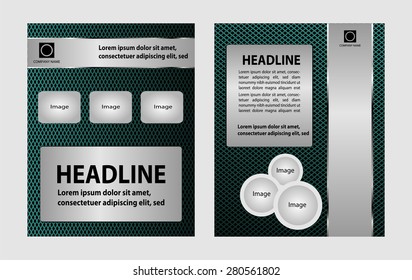 Vector empty brochure template design with blue elements 