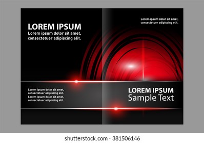 Vector empty brochure template design with black and red elements 