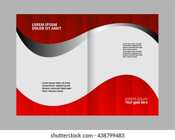 Vector empty brochure template design with black and red elements
