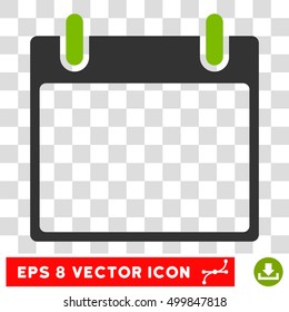 Vector Empty Calendar Leaf EPS vector icon. Illustration style is flat iconic bicolor eco green and gray symbol on a transparent background.
