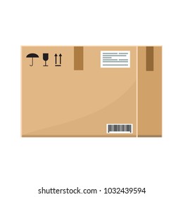 Vector Empty Cardboard Box With Flat And Solid Color Style Design.