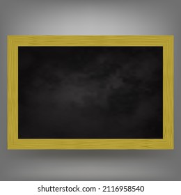 Vector Empty Chalkboard Icon on Grey Blurred Background. Black School Deck for Learning. Blank Blackboard for Education.