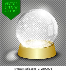 Vector Empty Christmas Snow Globe Template On Transparent Background