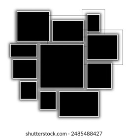 Vector empty collage board eleven frames, photo