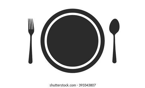 vector empty dish with spoon and fork background