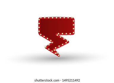 Vector empty frames, landmarks, cloud symbol, ribbon. Theater marquee isolated on white background.