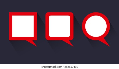 Vector empty frames with white place for text. Red frames with long shadow. Can be used as flyer, cover, business cards, envelope, and brochure decoration.