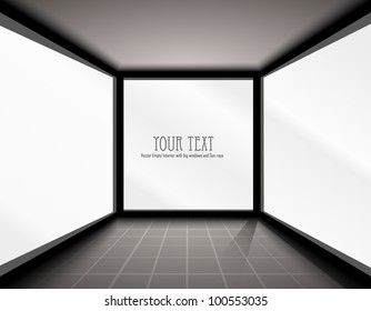 Vector Empty Interior with big windows and Sun rays