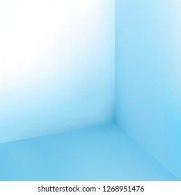 Vector empty light blue corner room background