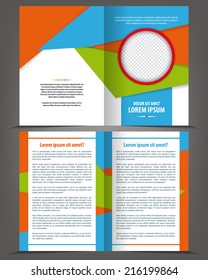 Vector empty multicolored bifold brochure design print template