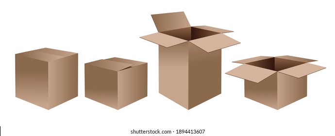 Vector of empty open box, A carton is a box or container usually made of paperboard and sometimes of corrugated fiberboard.