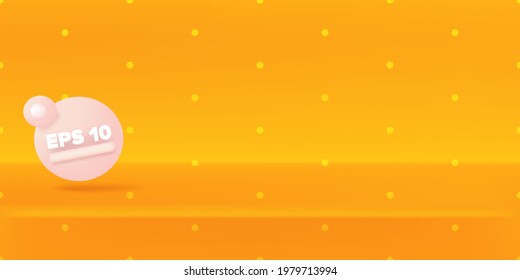Vector Empty pastel orange color studio table room background, product display with space for display of content design. Horizontal Banner for advertising products on website. Orange abstract podium