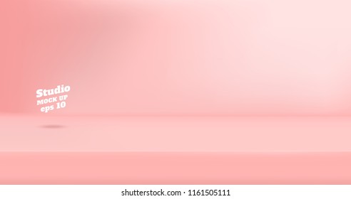 Vector Empty pastel pink color studio table room background  product display and copy space for display content design Banner for advertise product website