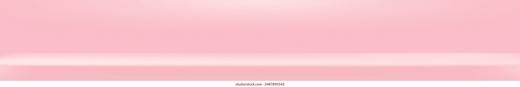 Vector Empty pastel pink color studio table room background, product display with copy space for display of content design. Horizontal wide Banner for web advertising products. Pink abstract podium