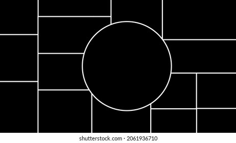 Vector empty photo frame. Collage template for 16 pictures. Frames for memory.